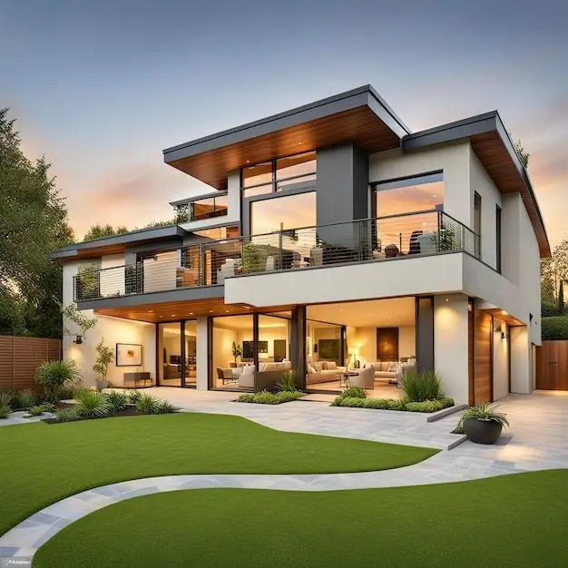 Refined luxury home entrance framed by crisp contemporary detailing