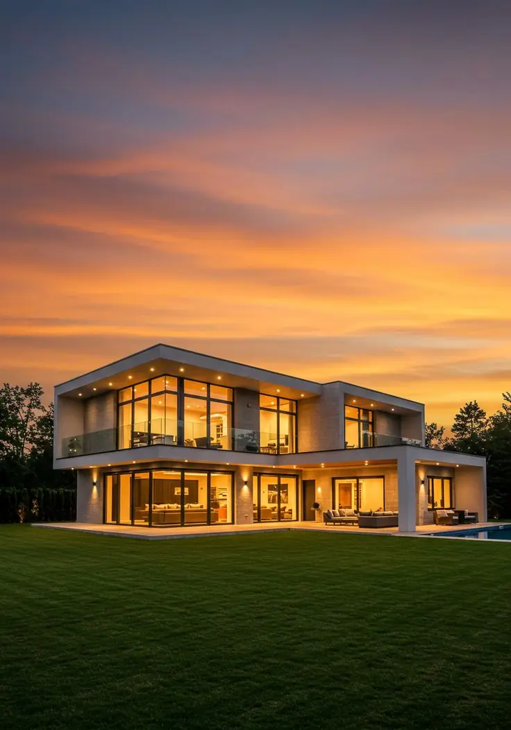 Signature Mimshack luxury residence exterior at dusk